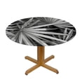 thumbnail image 3 of PIKWEEK Round Tablecloth Palm Leaves with Elastic Edge White, 3 of 8
