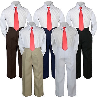 

3pc Boy Suit Set Red Christmas Necktie Baby Toddler Kid Formal Shirt Pants S-7