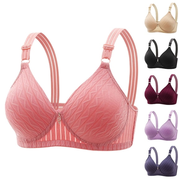 Gymayou Women Wireless Bra for Elderly Ladies Breathable Full Coverage Support Bra Adjustable Strap 3 Row Back Hook Comfort Lingeries Black 36