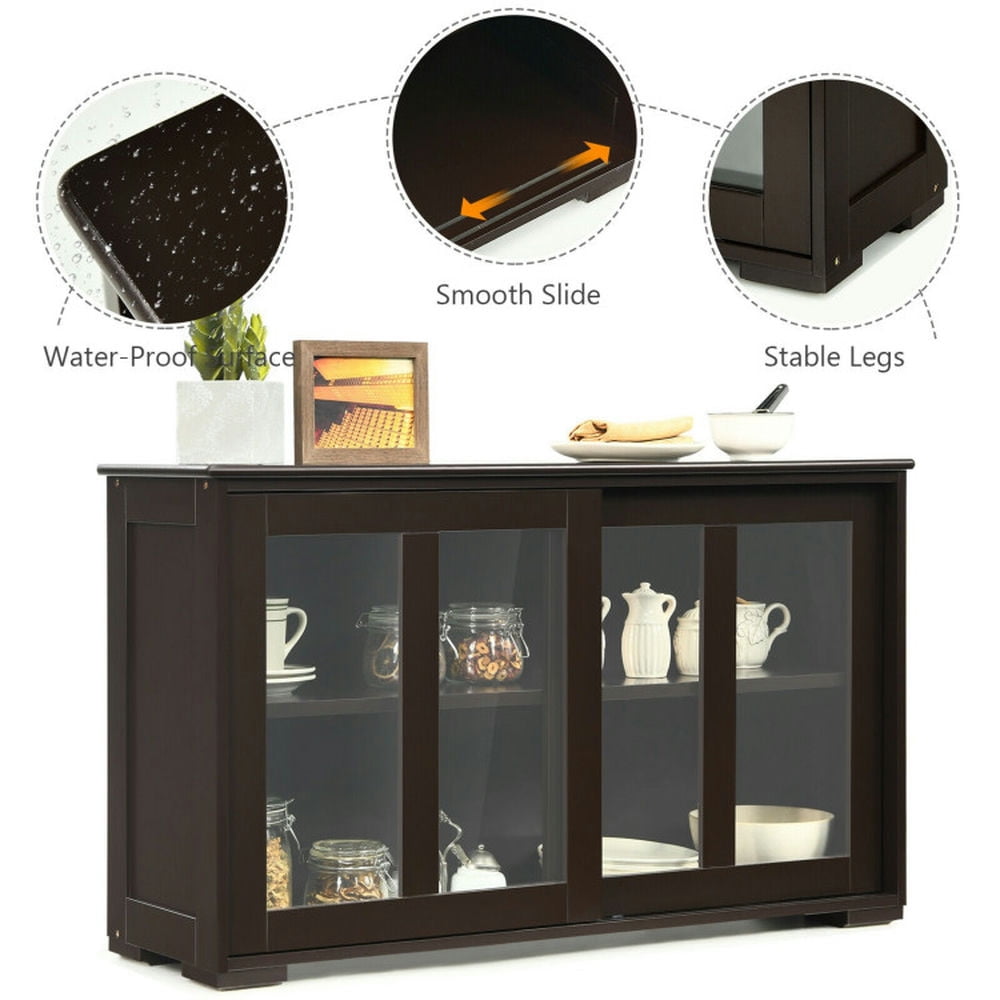 Finihen Kitchen Storage Cabinet, Buffet Sideboard, Sideboard Buffet Cupboard Storage Cabinet with Sliding Door, for Dining Room, Kitchen, Living Room, Brown Finihen Kitchen Storage Cabinet, Buffet Sideboard, Sideboard Buffet Cupboard Storage Cabinet with Sliding Door, for Dining Room, Kitchen, Living Room, Brown