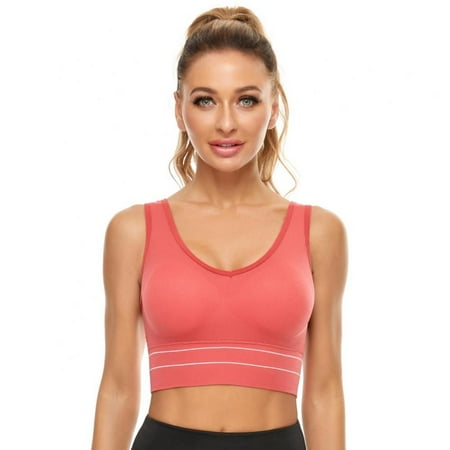 

Pretty Comy Racerback Sports Bras for Women Seamless Wirefree Comfort Padded Sports Bra Medium Support Workout Bra