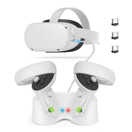 EEEkit Charging Dock Fit for Oculus Quest 2 VR Headset and Touch Controllers with 2 Magnetic Ports, Dual Controllers Fast Charging Station, VR Controller Display Holder Mount with Charging Cable