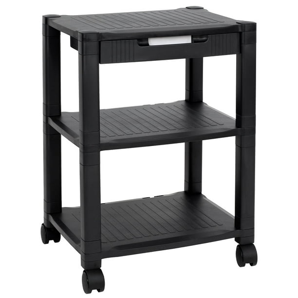 MountIt! Height Adjustable Printer Stand with Swivel Wheels 3 Tier