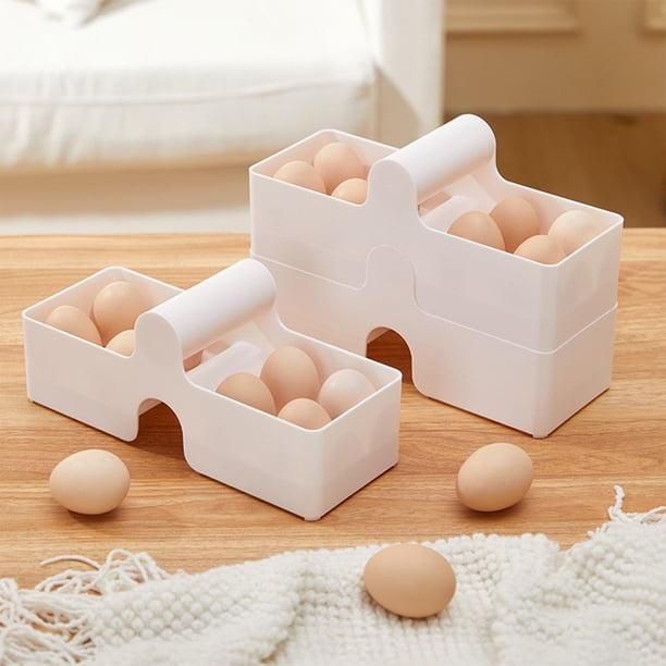 Bandeja de almacenamiento para refrigerador con cajón apilable de múltiples capas, organizador de huevos de 3 niveles para uso en la oficina.,Wsvlmg