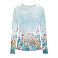 thumbnail image 4 of FNFYFH Long Sleeve Shirt for Women Soft Kit Tops Fall 2025 Crew Neck Casual Basic T-Shirts Floral Print Underscrubs, 4 of 8