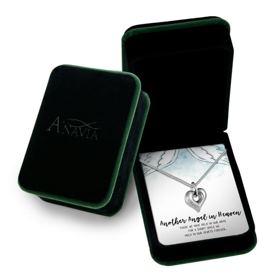 Anavia Silver Open Heart Cremation Jewelry Stainless Steel Keepsake Memorial Urn Necklace for Human with"Another Angel in Heaven" Comfort Card