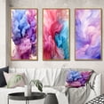 thumbnail image 1 of Designart "Red Blue Ink Waves Pure Abstraction III" Abstract Liquid Ink Framed Wall Art Set Of 3 - Purple Modern Frame Gallery Set For Office Decor, 1 of 6
