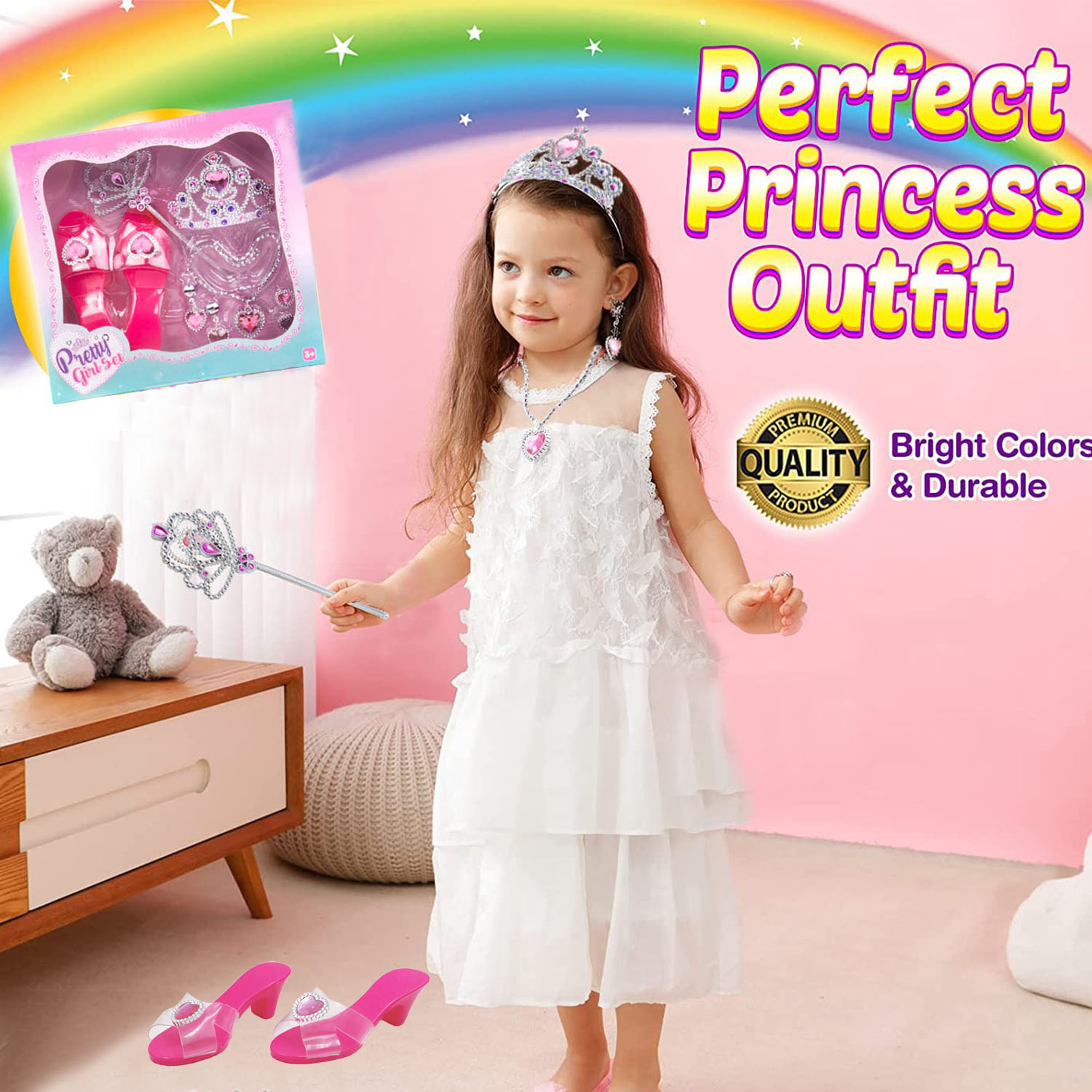 Princess Toys, Princess Dress up Shoes and Jewelry Toys Princess Accessories Play Gift Set for Little Girls 3 4 5 6 Year Old - image 2 of 5