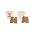 thumbnail image 2 of vera natura Baby Boys Summer Outfits Letter Print Short Sleeves T-Shirt and Elastic Shorts Set for 2 Piece Vacation Clothes Set, 2 of 9