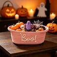 thumbnail image 2 of Halloween Woven Basket With Handle For Trick Or Treat Candy Storage And Party Decoration(Pink-31cm), 2 of 4