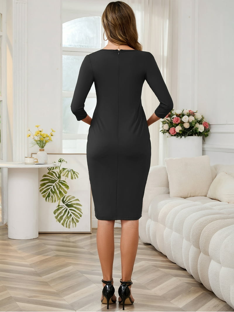 black elegant maternity dress Bhome Maternity Dress for Photoshoot Cut-Out Backless Side Split Maternity Maxi Gown for Photoshoot Black S at Amazon Women's Clothing store
