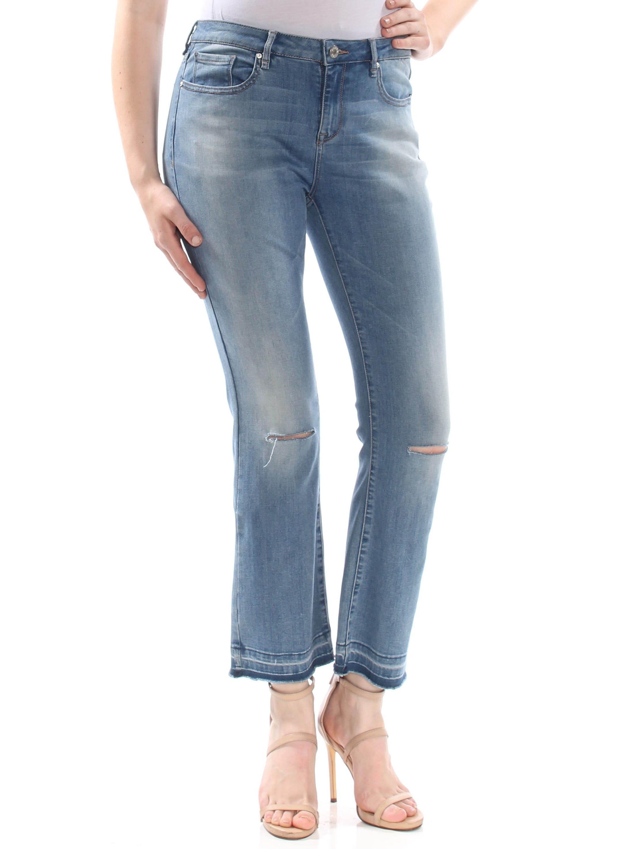 William Rast WILLIAM RAST Womens Blue Release Hem Ripped Flare Jeans