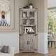 thumbnail image 2 of Armario esquinero alto rústico – Puertas de transparente, estantes ajustables, 6 niveles – Gabinete de almacenamiento para esquina de sala, cocina o baño – Ahorra espacio – Color gris envejecido, 2 of 6