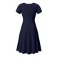 thumbnail image 4 of Vestido de verano de color sólido con cuello en V y manga corta cómodo para mujer Pompotops ghjkhdj12225, 4 of 4