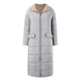 thumbnail image 4 of JHHLSF Women's Winter Casual Clothes Zip Up Oversized Reversible Shearling Fleece Long Coats Jackets With Pocket Silver,3XL, 4 of 6