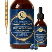 Kidney and Liver Detox & Repair Liquid Drops Supplement, 2 FL oz Blueberry Flavor