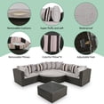 thumbnail image 3 of EUROCO 7 piece Patio Sectional Sofa Set, Rattan Sofa Lounger with Colorful Pillows, Outdoor Furniture Set with Coffee Table, Conversation Chat Sofa Modern Seating Set, Brown Wicker, Gray Cushion, 3 of 8