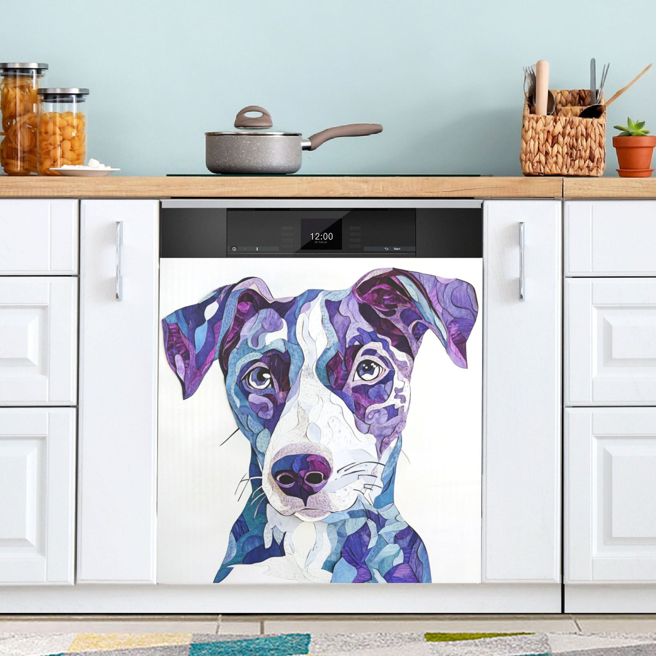 Dishwasher Magnetic Sticker 23x26 Inch Refrigerator Magnetic Sticker Washing Machine Magnetic Sticker Kitchen Panel Magnetic Sticker Home Decor Blue Cool Dog