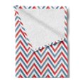 thumbnail image 2 of Retro Soft Flannel Fleece Throw Blanket, Zig Zag Chevron Style Geometric Pattern Design in Pastel Colors Print, Cozy Plush for Indoor and Outdoor Use, 70" x 90", Pale Blue Red and White, by Ambesonne, 2 of 5