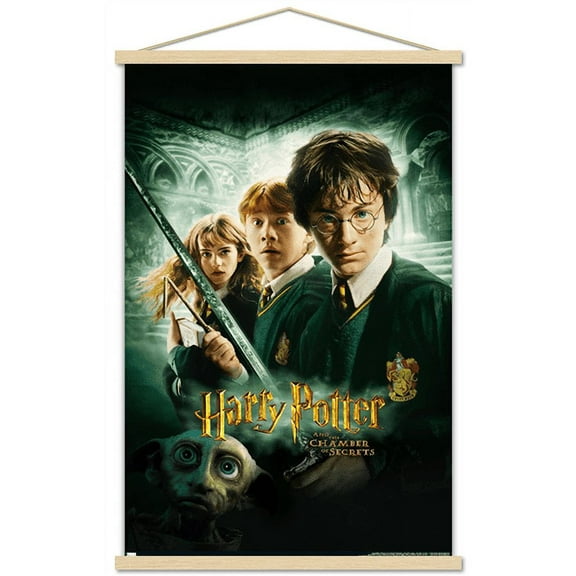 Harry Potter and the Chamber of Secrets - International One Sheet Wall Poster with Wooden Magnetic Frame, 22.375" x 34"