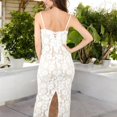 thumbnail image 3 of Women's Floral Lace Maxi Dress with Spaghetti Straps and Scalloped Hem - Medium, White, 3 of 7