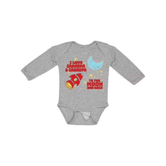 Inktastic I Love Grandma and Grandpa to the Moon and Back Boys or Girls Long Sleeve Baby Bodysuit