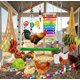 thumbnail image 5 of Juguetes Para Pollos Como Mascotas Juego de accesorios para jaula de pájaros de madera multicolor con red de alimentación, escalera, espejo, brocheta de frutas y verduras, xilófono Rkxzt, 5 of 7