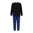 thumbnail image 3 of Burkashear Christmas Family Pajamas Matching Set Long Sleeve Star Tree Print Tops + Plaid Pants Set Loungewear, 3 of 9