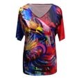 thumbnail image 4 of Tejiojio Women Clothes Clearance Plus Size Women Short Sleeve Printed V-Neck Tops Tee T-Shirt Blouse, 4 of 6