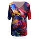 thumbnail image 3 of Puntoco 2024 Tops de moda de verano para mujer, camisetas de talla grande para mujer, camisetas estampadas de manga corta con cuello en V, camiseta, blusa, 3 of 5