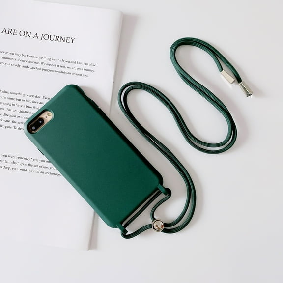 Feishell Crossbody Lanyard Case for iPhone 8 Plus/7 Plus,Adjustable Strap Shockproof Drop Protection Soft Flexible Silicone Cover Shockproof Protective Phone Case Cover for Women Men,Darkgreen