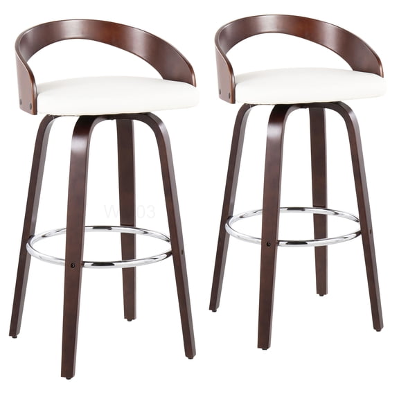 Swivel Bar Stools Set of 2, Modern Counter Stools with Faux Leather Seat and Chrome Footrest