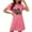 Hot Pink, variant on Sakmal Soft Moomoo Womens Blue Short Nightwear Rugby Print Short Sleeve Nightgowns for Women