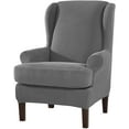 thumbnail image 1 of Subrtex 2-Pieces Spandex Elastic Arm Wingback Cover Waffle Fabric Back Furniture Protector Stretch Sofa Slipcovers for Living Room（Wing Chair，Light Gray）, 1 of 6