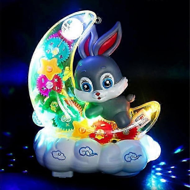 Electronic Pet Rabbit Transparent Gear Moon Rabbit Toy Car Children's Interactive Playmate Educational Crawling Toys For Baby