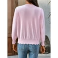 thumbnail image 6 of Women'S Long Sleeve V-Neck Button Down Cardigan Knit Shrugs Sweater Light Pink L, 6 of 7