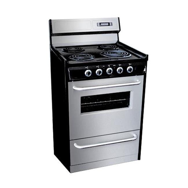 Summit Appliances TEM230BKWY 30 Inch Electric Gas Range With Clock And