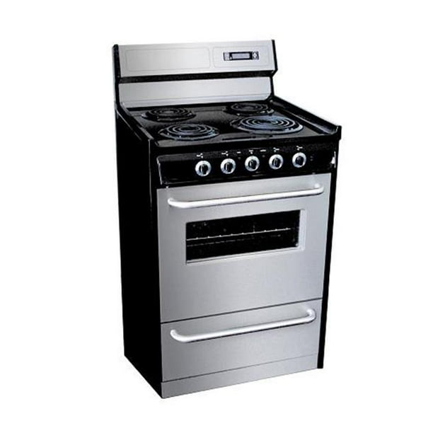 Summit Appliances TEM230BKWY 30 Inch Electric Gas Range With Clock And