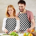 thumbnail image 5 of Black White Checkered Pattern Apron-Garden Aprons for Women with Pockets-Cotton Linen Waterproof Kitchen Cooking Gardening Aprons Adjustable for Kitchen,Cooking,BBQ and Salon 33x27 Inch, 5 of 7