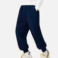 thumbnail image 2 of Swuxness Toddler Casual Fleece Sweatpants, Fall Long Pants for Kids, Toddler Fleece Lined Solid Color Elastic Waist Side Pockets Cuffed Casual Active Sweatpants Navy, 8-9 Years, 2 of 5