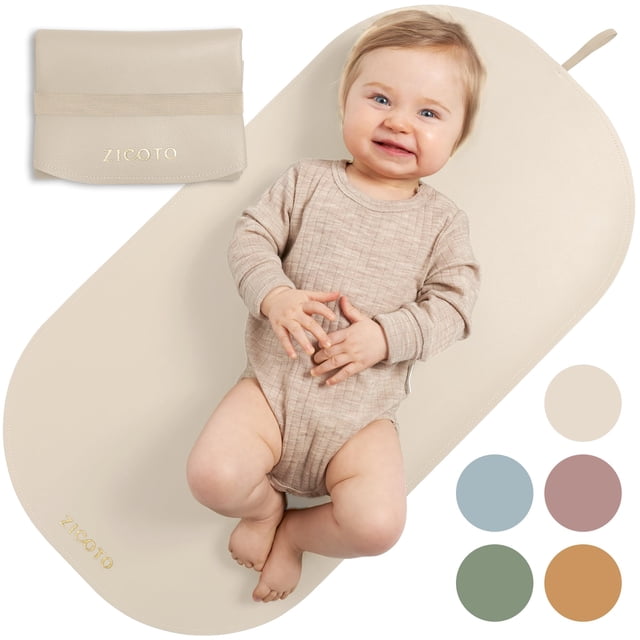 Colchoneta portátil para cambio de bebé ZICOTO impermeable de cuero vegano 41x76 cm