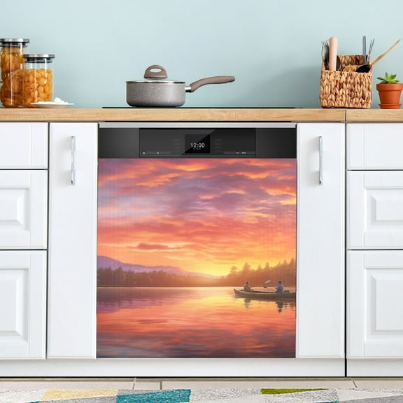 Sunset Landscape Magnetic Dishwasher Cover Magnet Refrigerator Dishwasher Sticker Home Decorative Art Kitchen Panel Decal 23x26 Inch