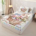 thumbnail image 2 of Homewish Kawaii Rabbit Bunny Zipper Twin Comforter Sets with Fitted Sheet and 2 Pillowcases,Cute Easter Eggs Kawaii Blossom Floral Zipper Bedding Set For Girls Kids,Reversible,4 Pieces, 2 of 7