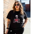 thumbnail image 3 of T Shirts for Women Short Sleeve Cotton Crewneck T-Shirt, Skeleton Heart Cartoon Abstract Tee Tops Casual Basic T-Shirts, XS-5XL Black 3XL, 3 of 7