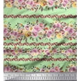 thumbnail image 1 of Soimoi Green polyester Crepe Fabric Leaves & Pink Floral Print Fabric by The Yard 52 Inch Wide, 1 of 1