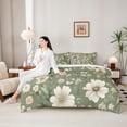 thumbnail image 2 of Erosebridal Tropical Floral Bedding Comforter Set for Girls Women, Green King Bedding Sets, Reversible, 7pcs, 2 of 5