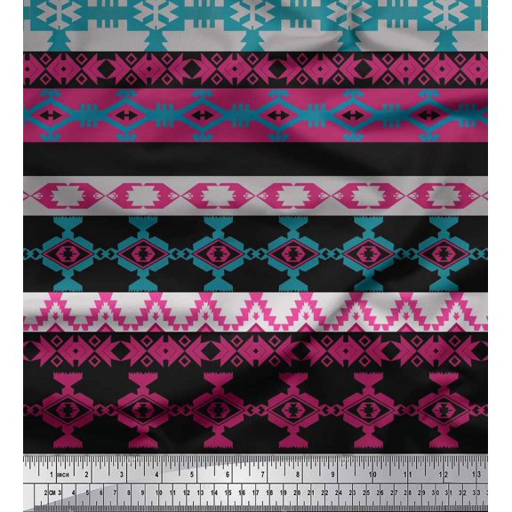 Soimoi Cotton Duck Fabric Ikat Southwestern Decor Fabric Printed Yard 42 Inch Wide