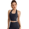thumbnail image 2 of uvwlwu Women's Back Cutout Sports Bra Halter Neck Twisted Cropped Yoga & Workout Tank Top,XL, 2 of 6