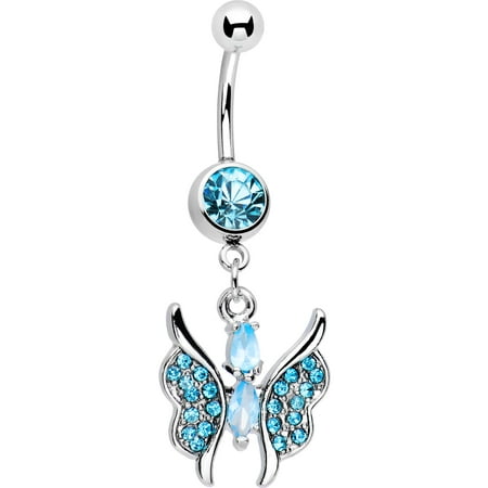 - Blissful Blue Charming Butterfly Drop Belly Button Ring