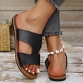 thumbnail image 5 of KIJBLAE Women's Wide Width One Band Open Toe Slide Sandals, Fashion Comfort Casual Outdoor Beach Slippers Spring Summer Black 40, 5 of 8